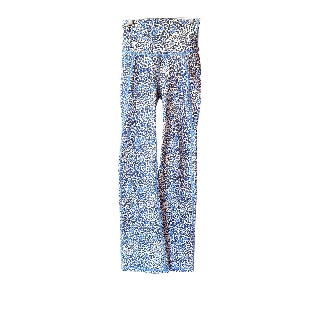 Lilly Pulitzer Luxletic Blue Leopard Print High Rise Wide Leg Leggings X-Small